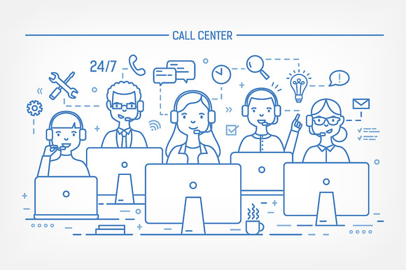 Call center and technical support in Illustrations - product preview 1