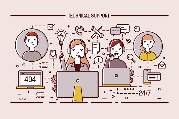 Call center and technical support in Illustrations - product preview 2