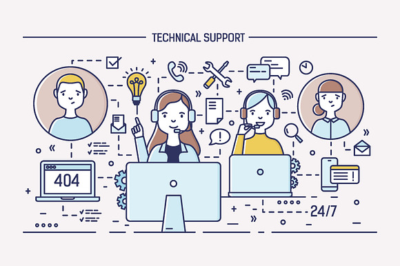 Call center and technical support in Illustrations - product preview 3