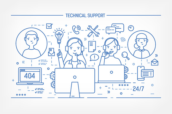 Call center and technical support in Illustrations - product preview 4