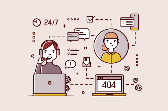 Call center and technical support in Illustrations - product preview 5