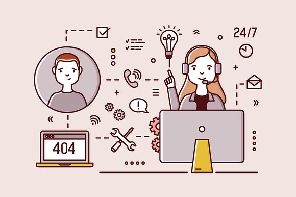 Call center and technical support in Illustrations - product preview 7