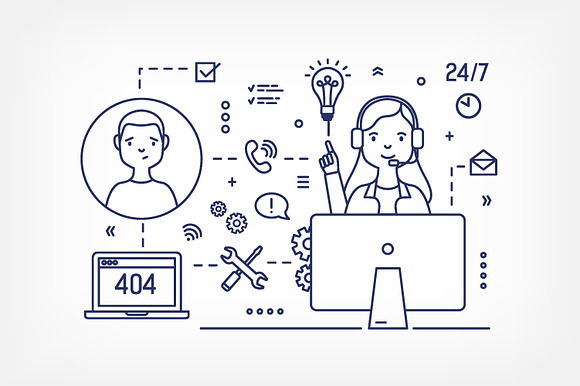 Call center and technical support in Illustrations - product preview 8