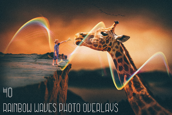 40 Rainbow Waves Photo Overlays
