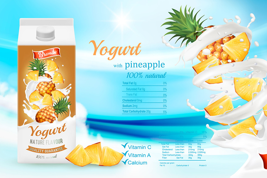 Fruit yogurt with fresh pineapple.