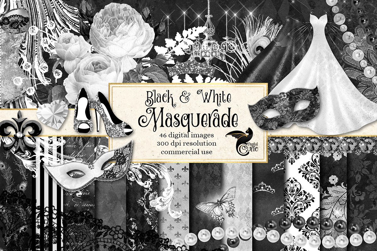 Black and White Masquerade in Illustrations - product preview 8