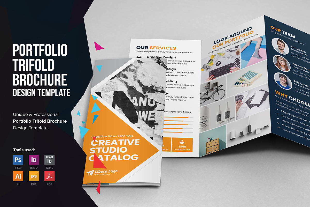 Portfolio Trifold Brochure Design v2 in Brochure Templates - product preview 8