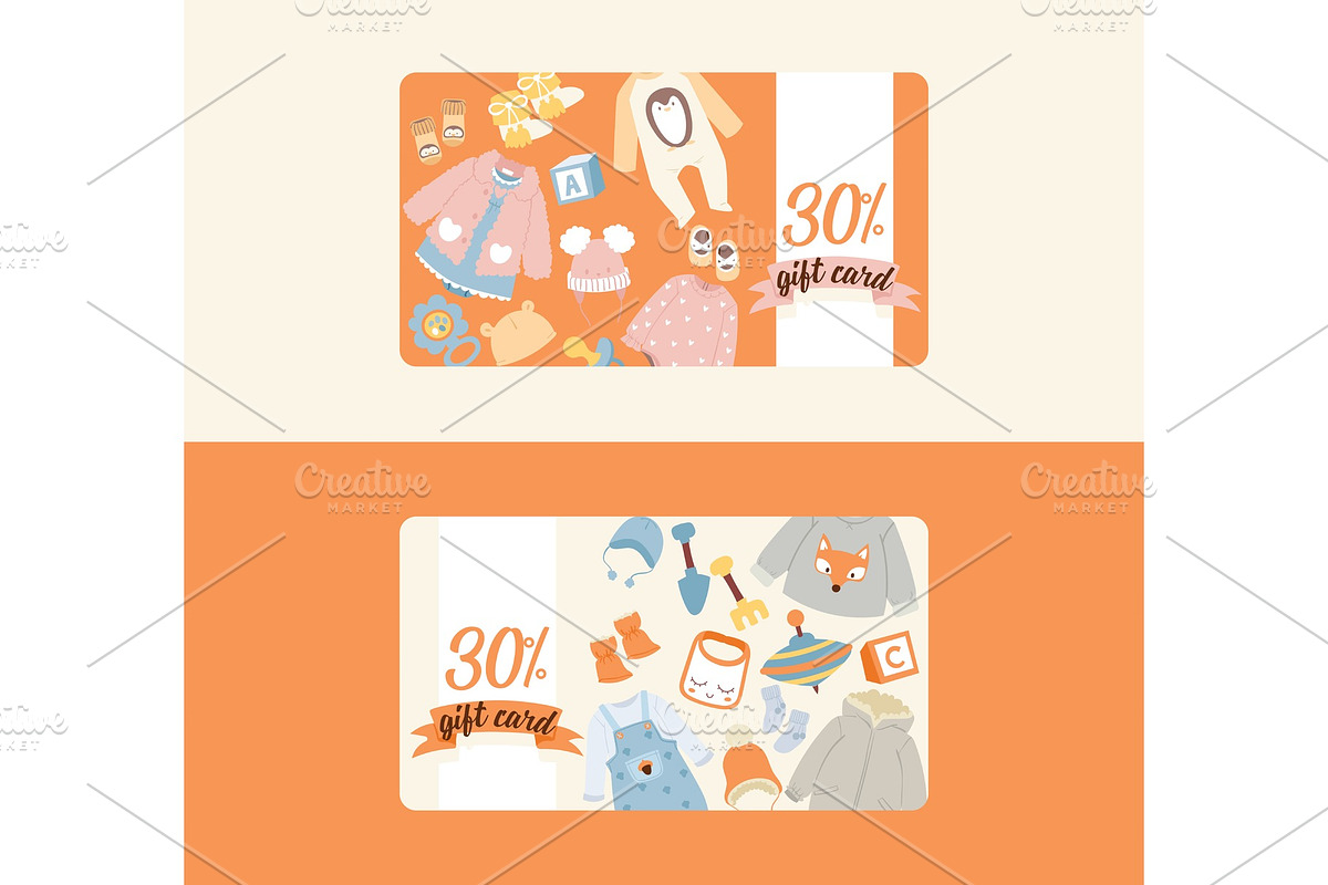 Baby shop vector shopping gift card in Illustrations - product preview 8