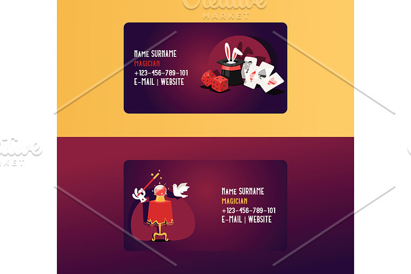 Magician business card vector