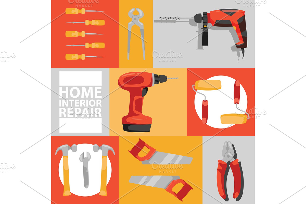 Hand tool vector seamless pattern in Illustrations - product preview 8