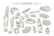 Hand Drawn vector bakery collection