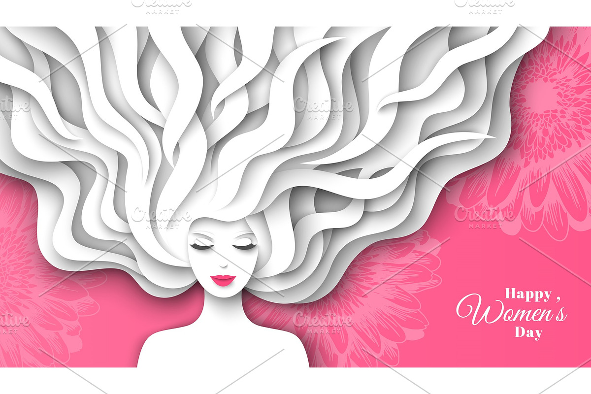 Woman with paper cut hair in Illustrations - product preview 8