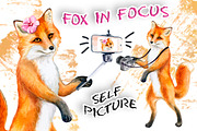 Fox in focus. Set universal animals