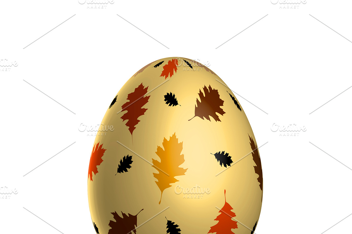 Easter egg with oak leaves in Objects - product preview 8