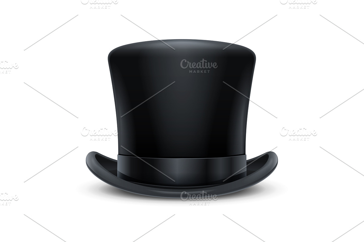 Vintage classic top hat. Vector. in Illustrations - product preview 8