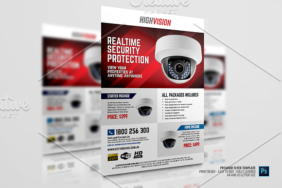 Home and Office CCTV Camera Flyer in Flyer Templates - product preview 1