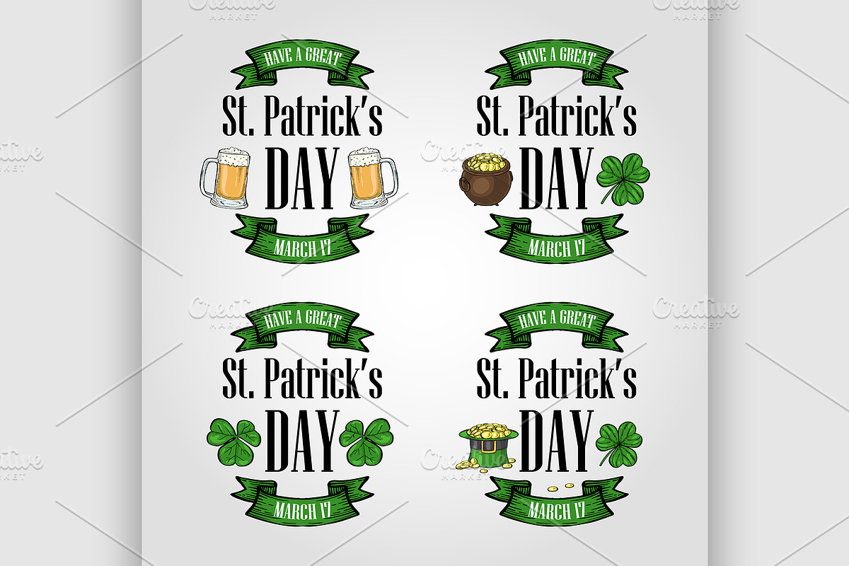 Stickers set for Saint Patricks Day in Illustrations - product preview 8