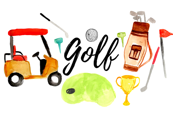 Watercolor Sport Golf Clipart