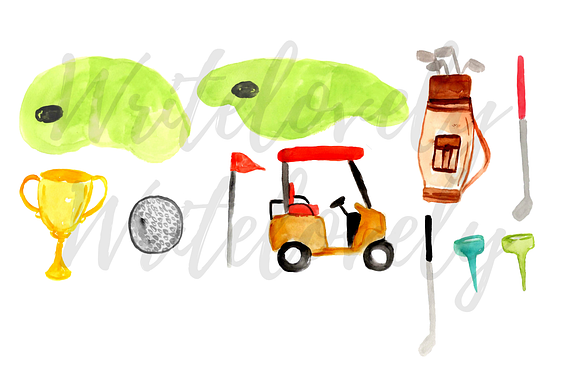 Watercolor Sport Golf Clipart in Illustrations - product preview 1