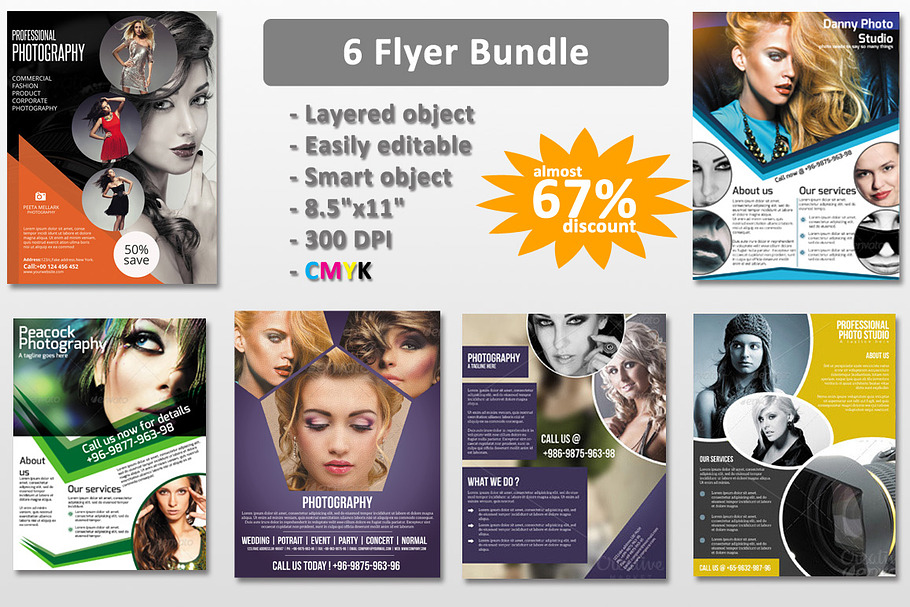 Photography flyer bundle-6 flyer-V87 in Flyer Templates - product preview 8