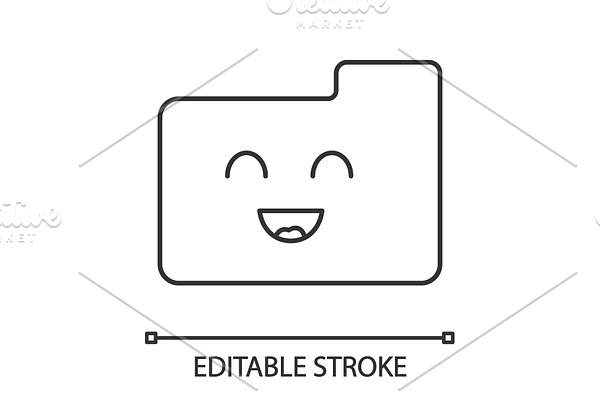Smiling folder linear icon