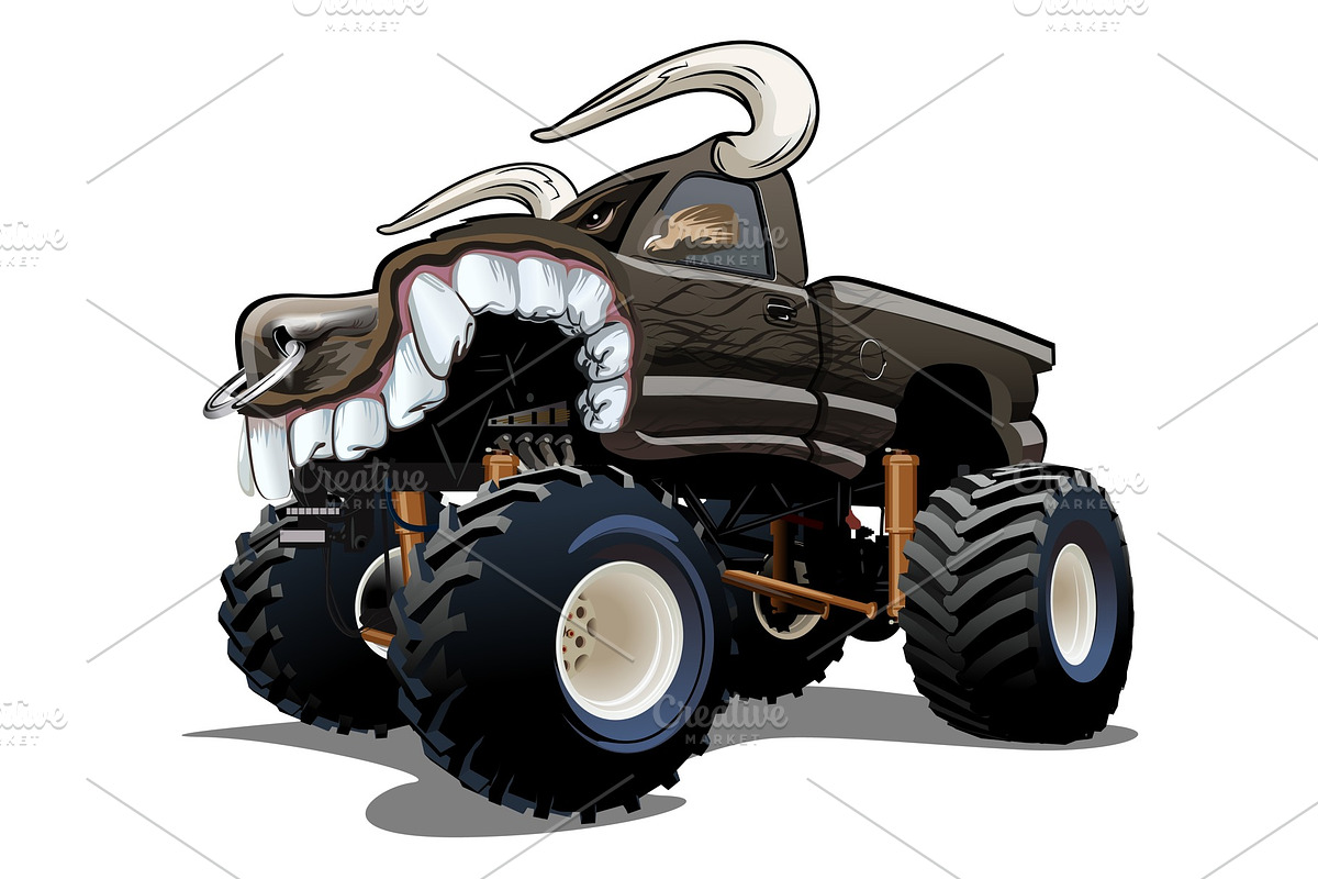 Vector Cartoon Monster Truck in Illustrations - product preview 8