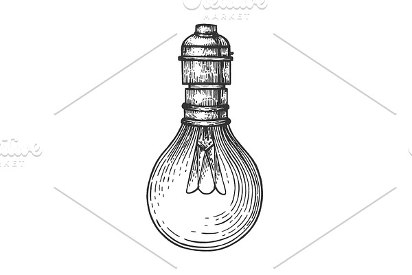 Electric lamp engraving style vector