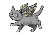 Angel flying kitten color sketch