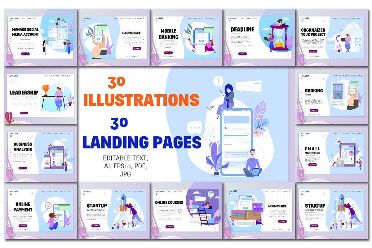 30 Landing Page Templates in Web Elements - product preview 8
