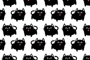 Black cat Seamless pattern.