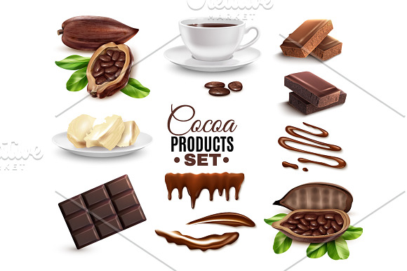 Cocoa Products Set in Illustrations - product preview 2