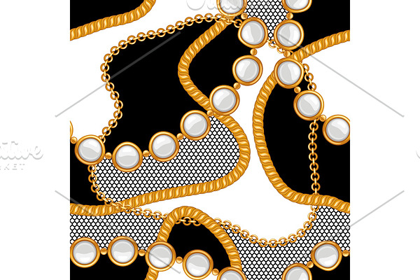 Seamless pattern with golden chains