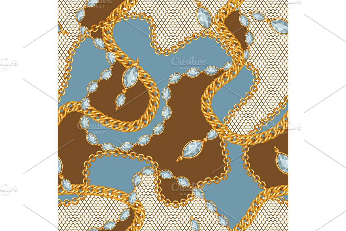 Seamless pattern with golden chains in Patterns - product preview 8