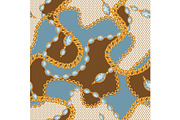 Seamless pattern with golden chains