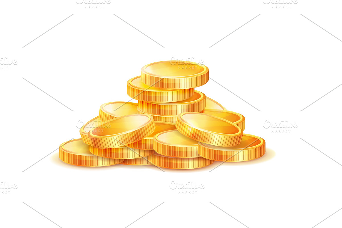 Pile of Golden Coins Vector in Illustrations - product preview 8