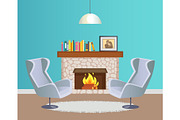 Designer Room with Fireplace and