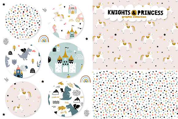 Knights & Princess graphic set in Patterns - product preview 1
