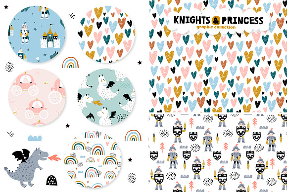 Knights & Princess graphic set in Patterns - product preview 2