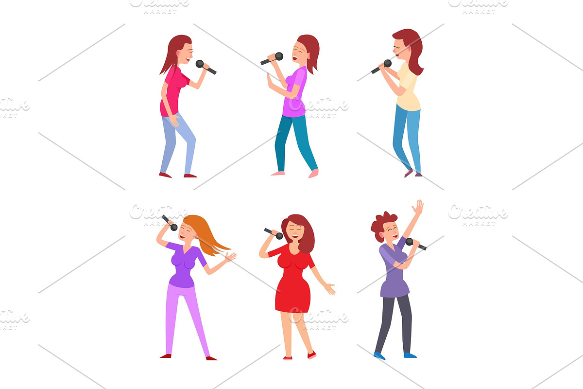 Music Singers Characters Microphones in Illustrations - product preview 8