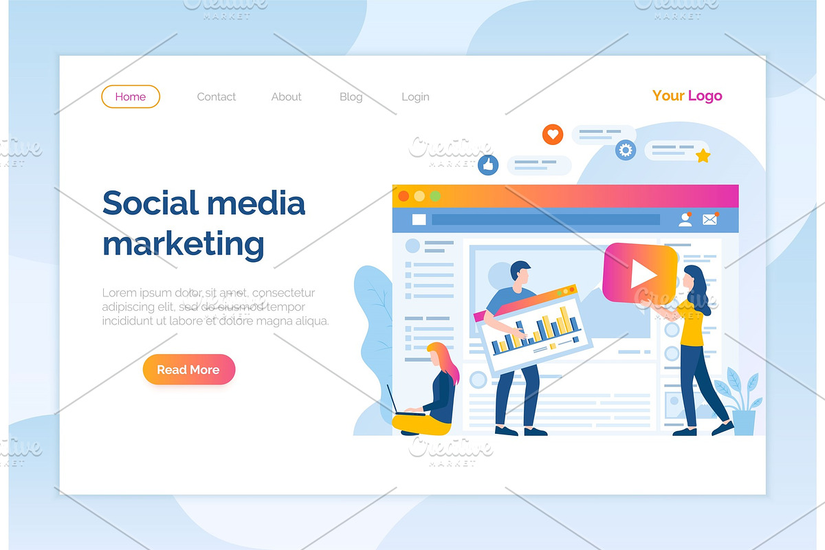 Social Media Marketing Website in Illustrations - product preview 8