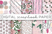 Pink Florals Abstract Digital Papers