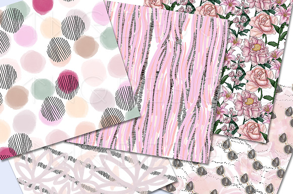 Pink Florals Abstract Digital Papers in Patterns - product preview 2