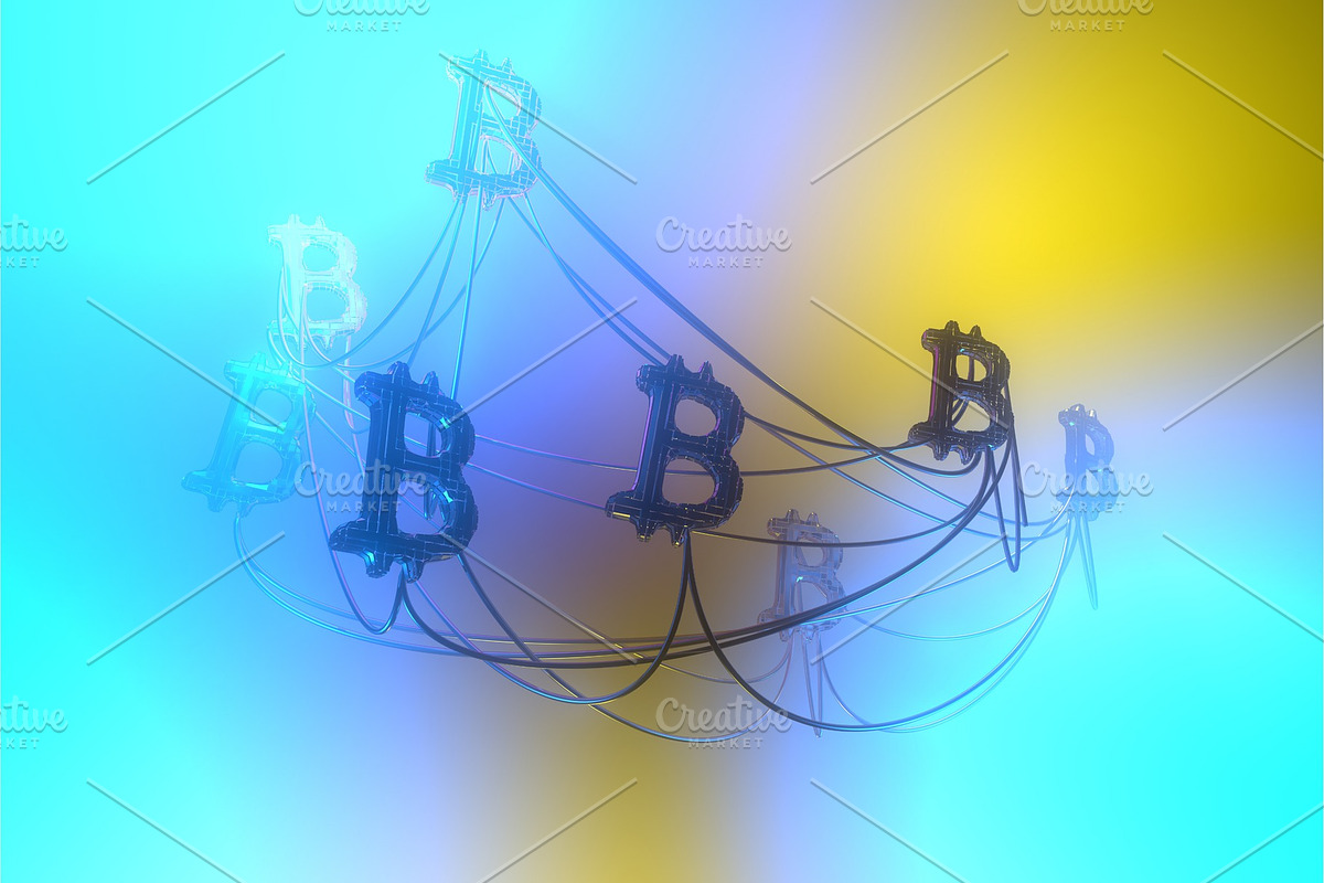Golden bitcoin signs flying in the in Textures - product preview 8