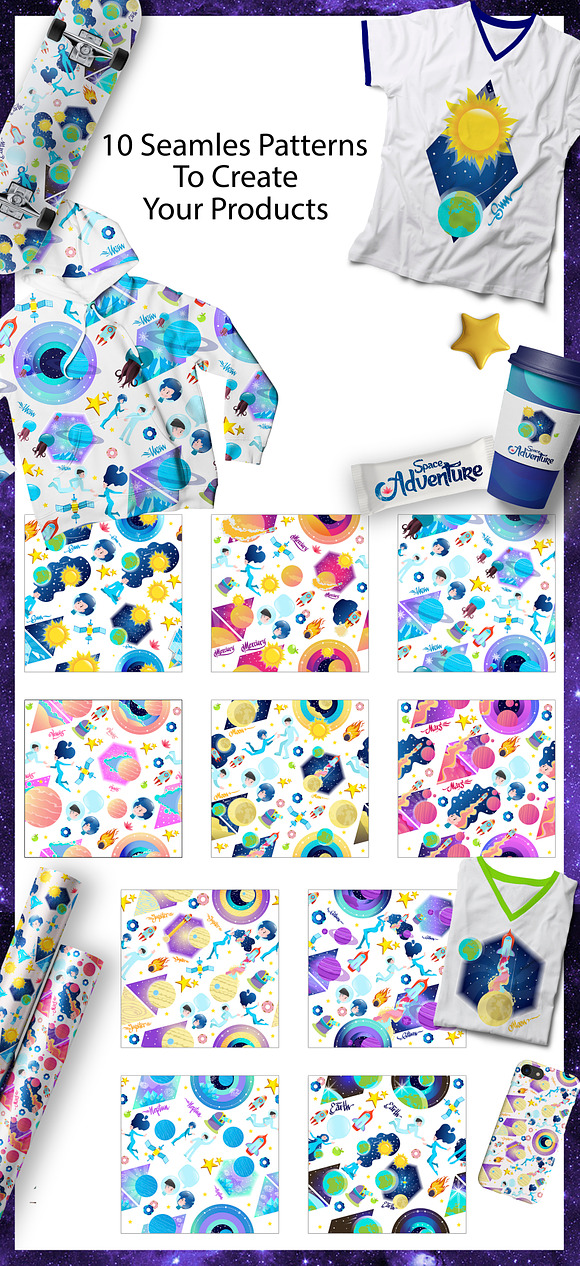 Planets. Seamless patterns in Patterns - product preview 1