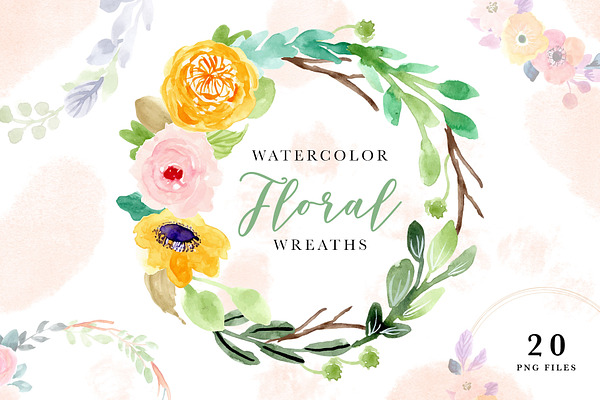 Watercolor Floral Wreaths Vol.2