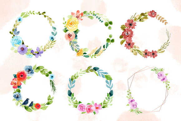 Watercolor Floral Wreaths Vol.2 in Illustrations - product preview 1