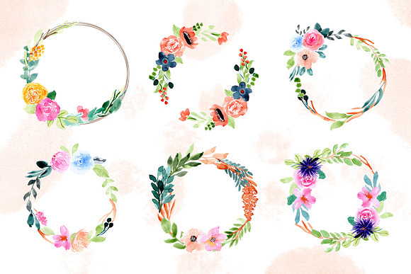 Watercolor Floral Wreaths Vol.2 in Illustrations - product preview 3