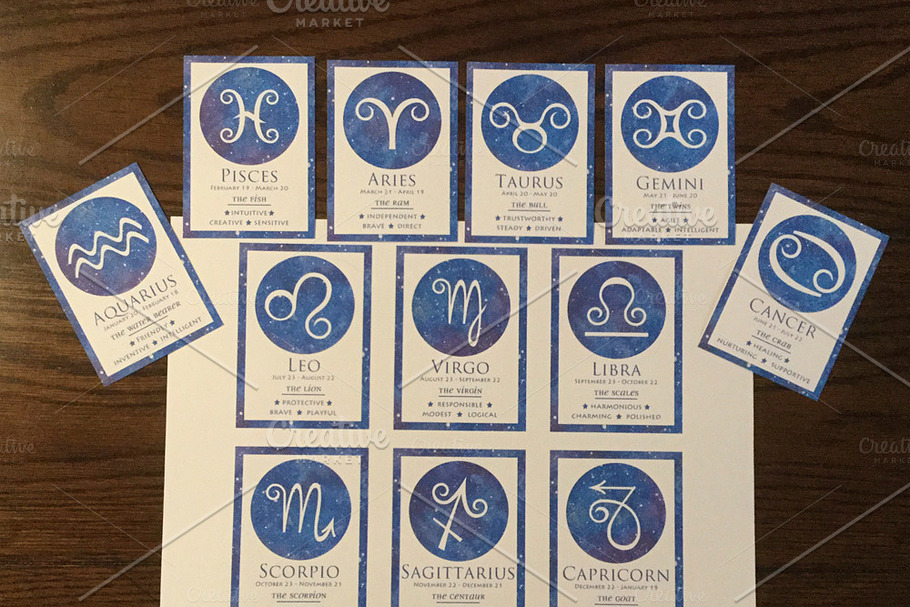 Zodiac Signs Journal Cards