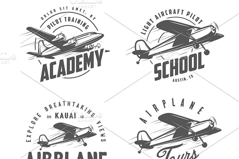 Light airplane design elements in Illustrations - product preview 8