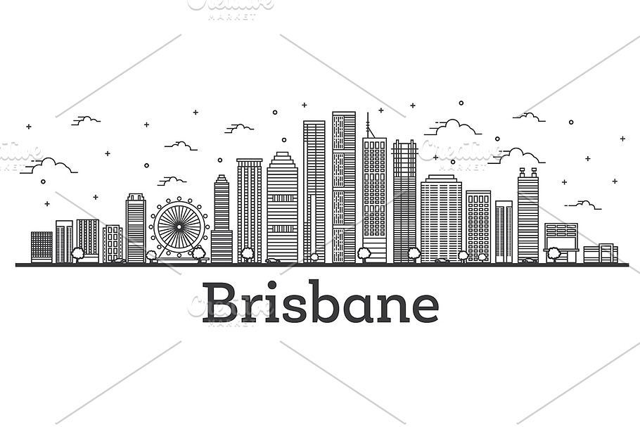 Outline Brisbane Australia City  in Illustrations - product preview 8